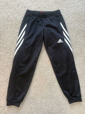 adidas Kids Black Sweatpants with White Three-Stripes